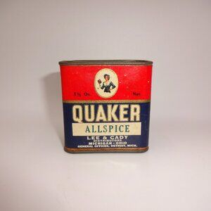 Vintage 1940s Metal Quaker Lee & Cady Allspice Spice Tin 1-1/2 Oz USA